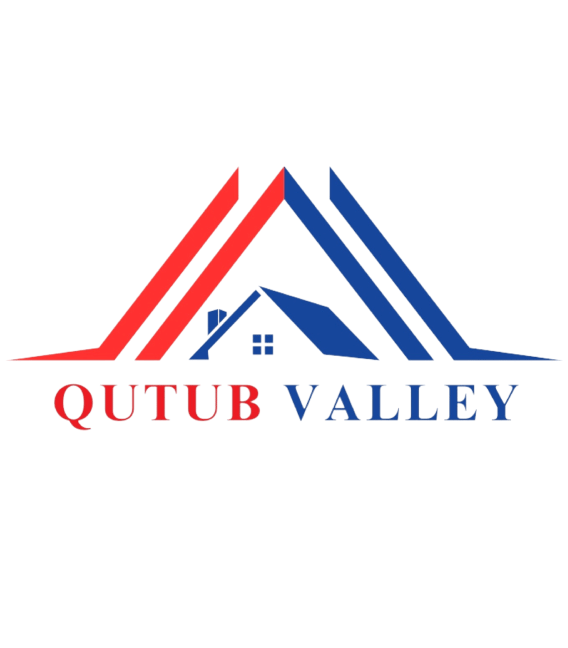 Red and Blue logo of Qutub Valley